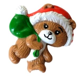 Vintage Russ Santa Bear Brooch Pin Christmas Holiday Teddy